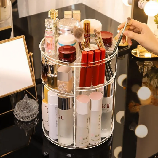 Organizador Acrílico de Maquillaje Gira 360° | Diseño Elegante y Ahorra Espacio