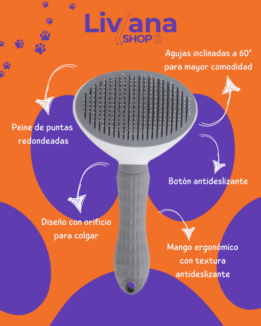 Cepillo Removedor de Pelos para Mascotas – Fácil, Seguro y con Limpieza Automática
