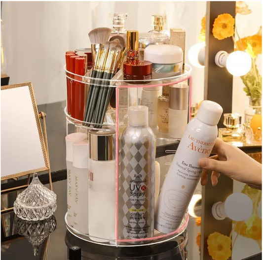 Organizador Acrílico de Maquillaje Gira 360° | Diseño Elegante y Ahorra Espacio